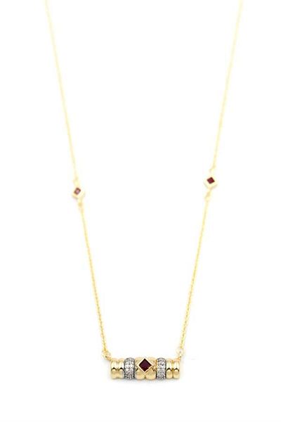MBB ETİCARET Stone Necklace - Claret Red