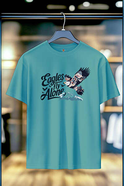 BookOrBook Eagles Fly Alone Διπλό νήμα υφαντό Άνετο μπλουζάκι 100% βαμβάκι