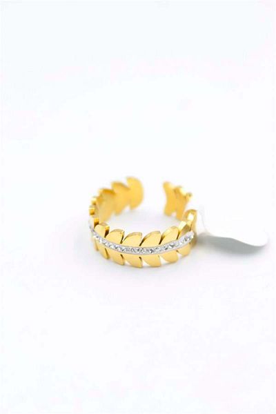 MBB ETİCARET 6-Piece Jewelled Leaf Ring - Gold