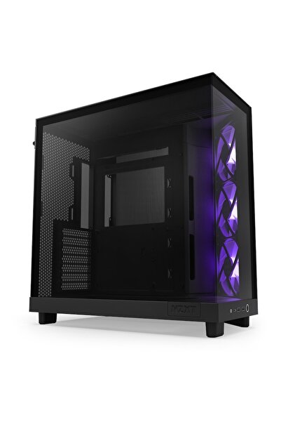 Nzxt H6 Flow RGB Mid-Tower cu cameră dublă, Mid-Tower, negru