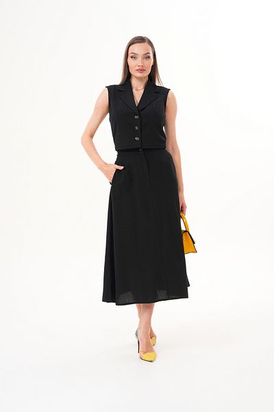 Shine Fine Women's Sleeveless Jacket Collar Vest Skirt Suit