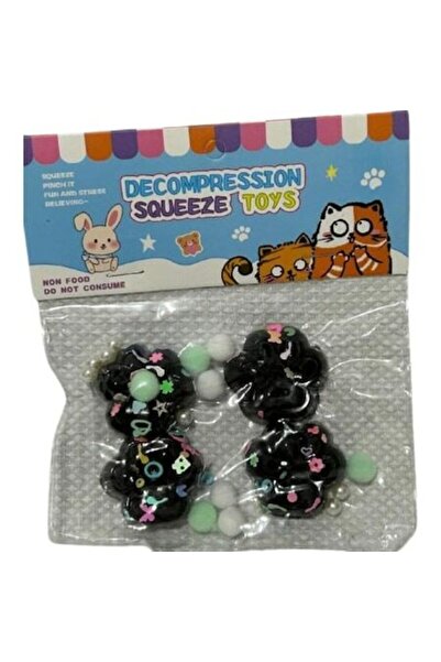 Foot Jucărie interactivă pufoasă cu 4 lăbuțe mini, neagră cu paiete, antistres