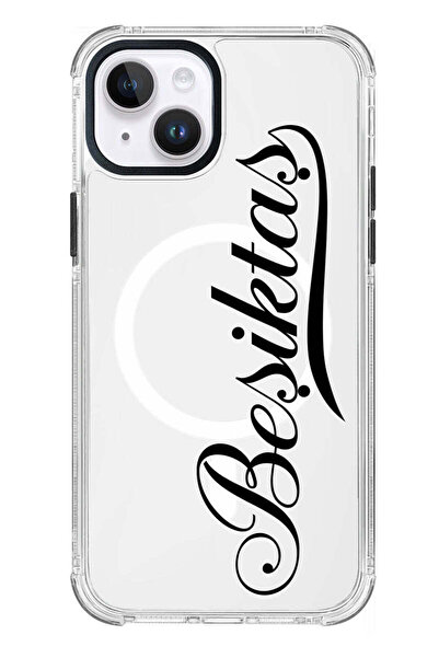 Beşiktaş iPhone 12 Uyumlu El Yazı Magsafe Şeffaf Lisanslı Telefon Kılıfı