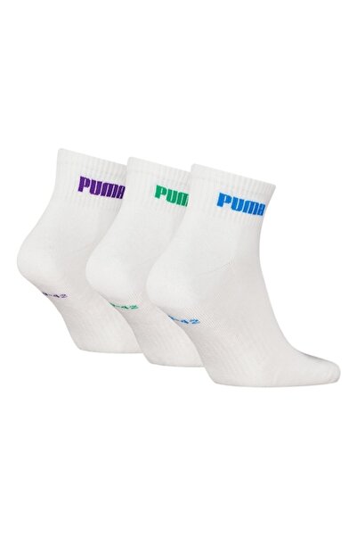 Puma , Set of short unisex socks with contrasting logo - 3 pairs, Optic White, 35-38