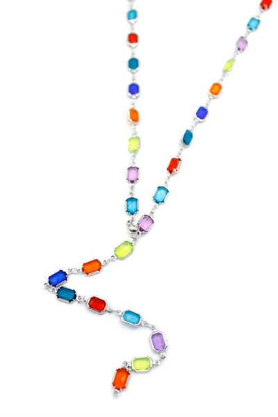 MBB ETİCARET Colored stone y necklace - silver