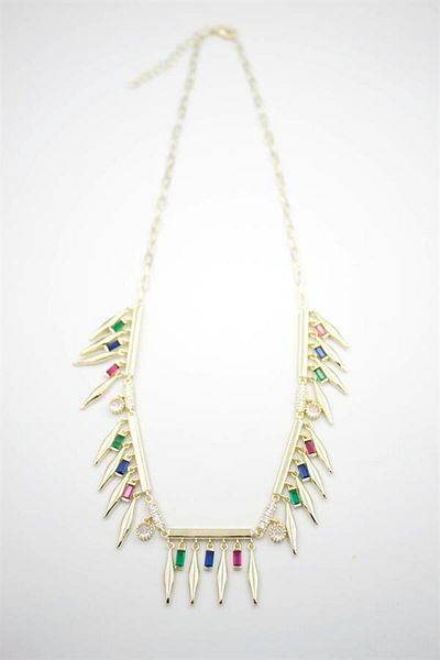 MBB ETİCARET Stone Sallant Brand Necklace - Gold