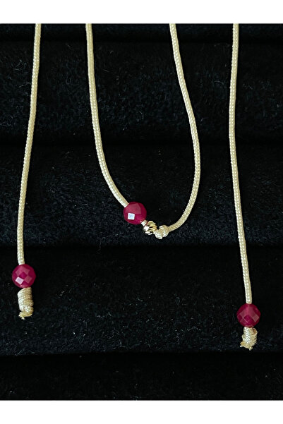 Rupen Kraft 14 Ayar Altın Kolye Natural Yakut Taşlı Altın Şans Kolyesi