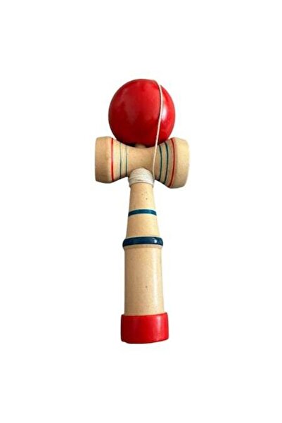 Kendama Jucărie din lemn japoneză cu minge roșie