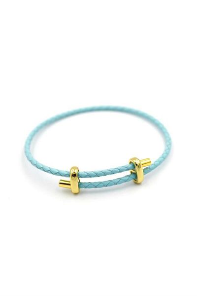 MBB ETİCARET Leather wicker bracelet - turquoise