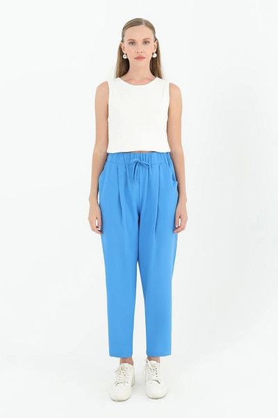 nedo7 Women's Tie Waist Carrot Shape Pants - 18102Pnt
