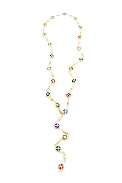 MBB ETİCARET Colorful Clover Y Necklace - Gold