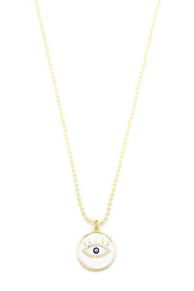 MBB ETİCARET Enamel eye necklace - white