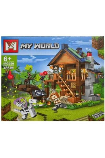 MG Set constructie My World - casuta MG350, 465 piese, 6+ + Figurină Minecraft, breloc, 6cm, multicolo