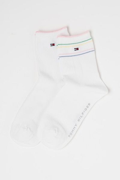 Tommy Hilfiger , Set de șosete lungi - 2 perechi, alb, verde, roz pastel, mărimea 39-42