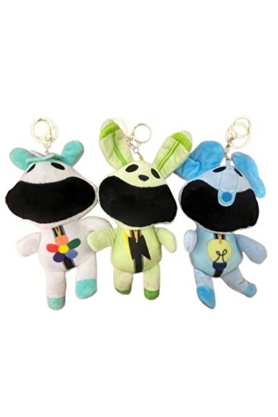 Smiling Creaturi: Crafty, Bubba, Hoppy, set de 3 figurine breloc: alb, albast...