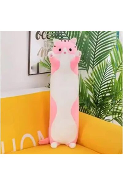 OEM Long cat-shaped pillow plush, washable, hypoallergenic filling, 70 cm, pink