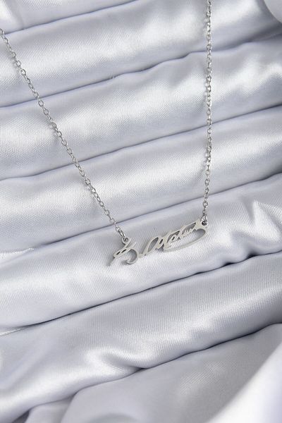 MBB ETİCARET 316L Steel Chain Silver Color Ataturk Signature Figure Women's Necklace - TJ-BKO7841