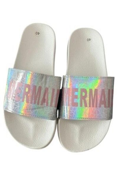 MERMAID Women's Slippers Mermaid, metallic gray with pink, size 40 EU