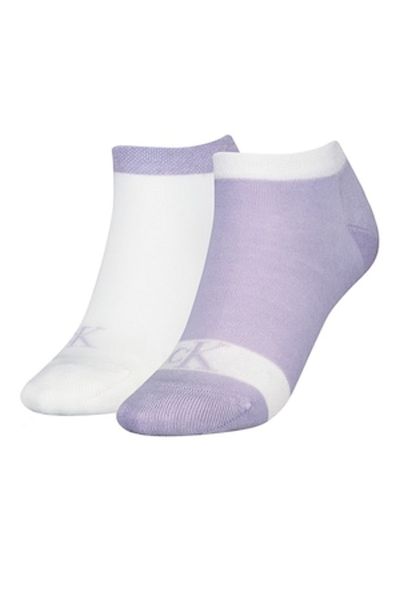 Calvin Klein Set de șosete scurte - 2 perechi, alb, liliac, mărimea 35-38