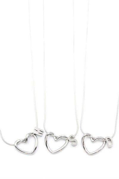 MBB ETİCARET 24-Piece Heart Letter Necklace - Silver