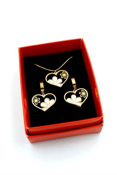MBB ETİCARET Daisy Heart Set Necklace - Gold