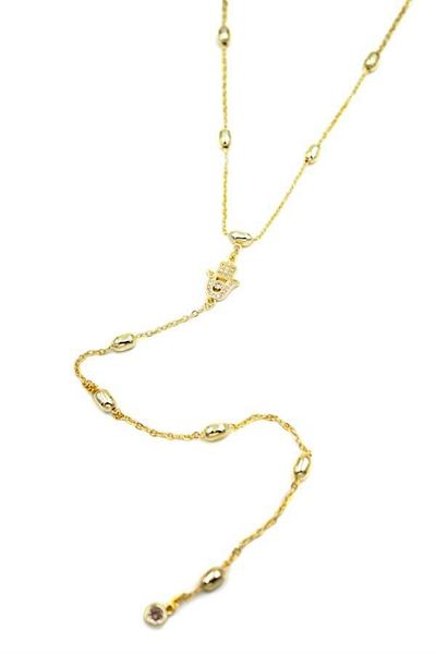 MBB ETİCARET Hand of Fatima Y Necklace - Gold