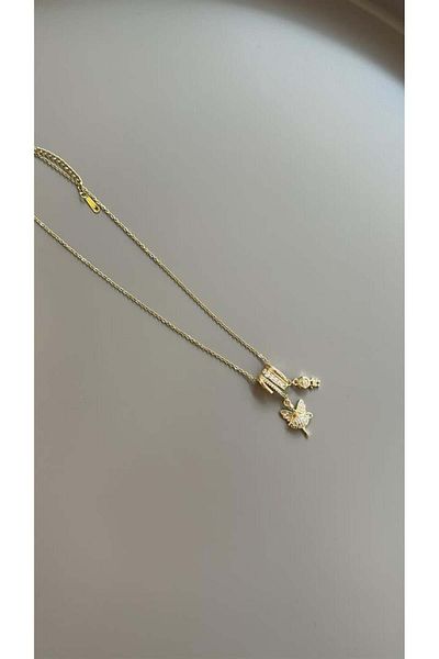 MBB ETİCARET Dangle fairy stone necklace - gold
