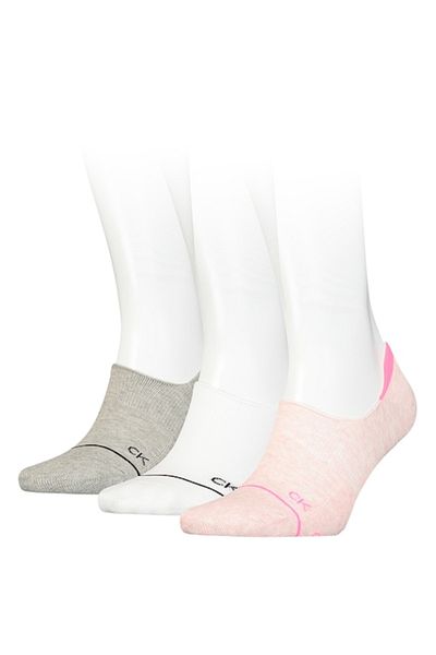 Calvin Klein , Set de șosete foarte scurte cu model monogramă - 3 perechi, Alb, Roz, Gri, Mărime universală