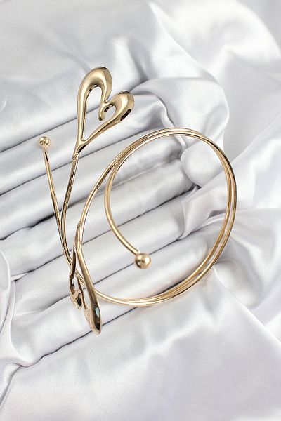 MBB ETİCARET Brass Heart Model Gold Color Women's Pazu Bracelet - Tj-Bb7422