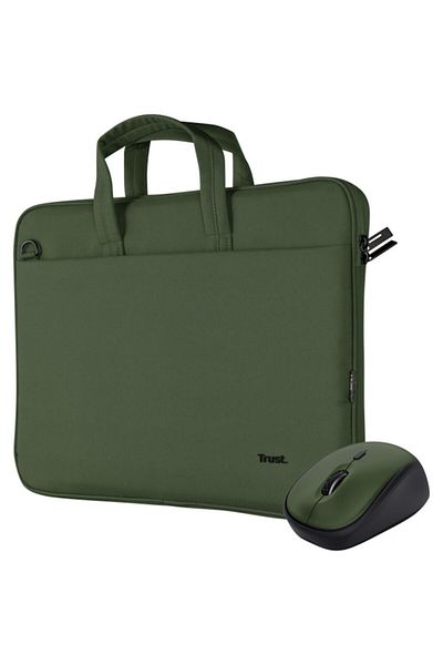 Trust Set BOLOGNA, Geantă Laptop 16" + Mouse Wireless, 800-1600 DPI, Verde