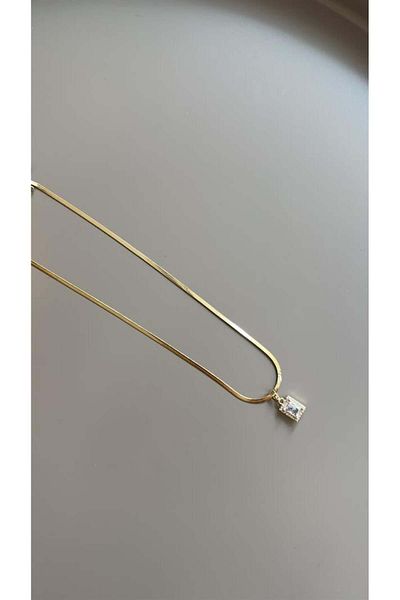 MBB ETİCARET Stone baguette stone necklace - gold