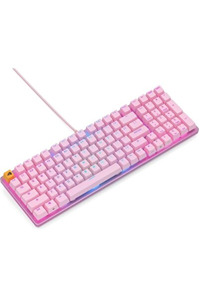 Glorious Tastatură mecanică GMMK 2 RGB de dimensiuni normale, USB-C, comutator liniar Fox, aspect american, roz