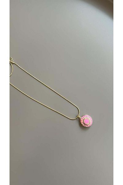 MBB ETİCARET Enamel Covered Necklace - Pink