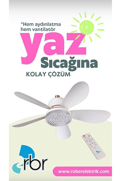 RBR Sessiz Fanlı LED Ampul – Ahşap Desenli Tavan Vantilatörü- E27 Duy, Serinl...