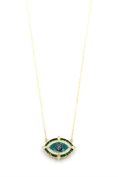 MBB ETİCARET Stony green eye necklace - gold