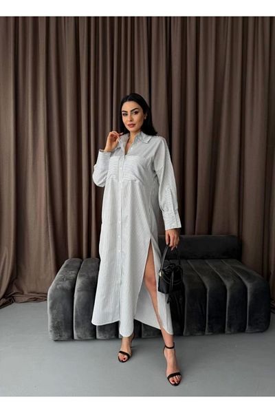 nedo7 Striped Midi Shirt Dress