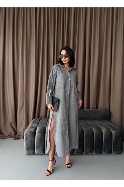 nedo7 Striped Midi Shirt Dress