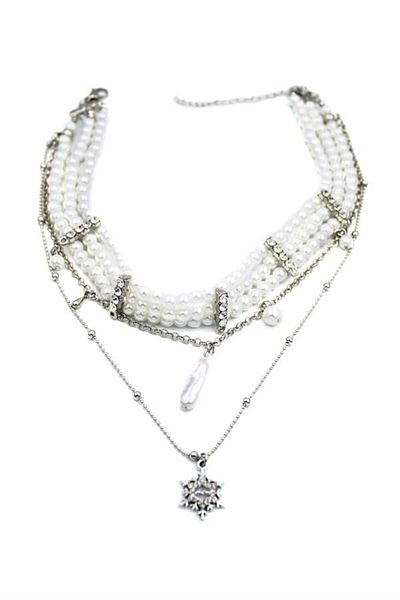 MBB ETİCARET Pearl Choker Necklace - Silver