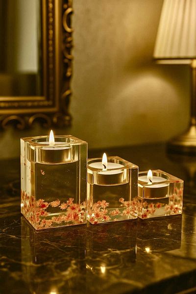 Epikoza Handmade Modern Decorative - Tealight Candle Holder - Floral Pattern