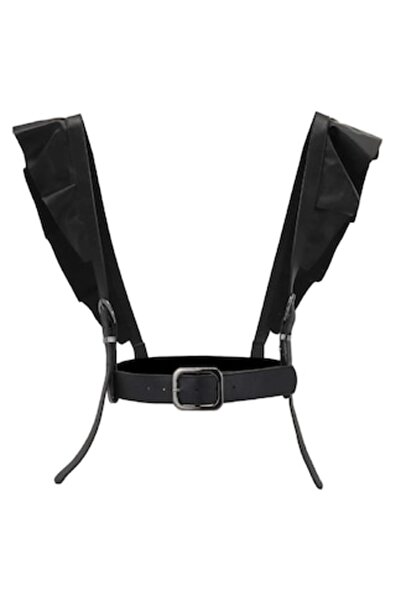 The Casius. Women's harness belt with ruffles, metal buckles