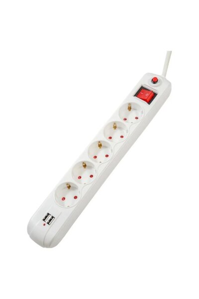 Spacer Prelungitor Spacer, PP-5-45 USB, USB x 2, 5 prize, întrerupător, protecție supratensiune, 16A, 4.