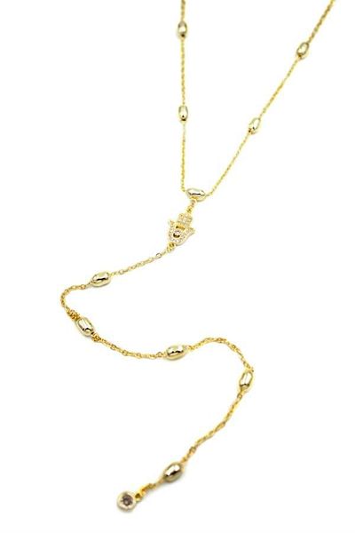 MBB ETİCARET Hand of Fatima Y Necklace - Gold