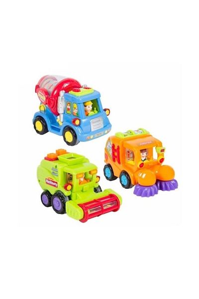MASHASHOP Set 3 Masinute utilitare interactive pentru copii, Hola, multicolor, 12 cm