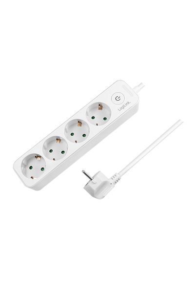 LogiLink Cablu prelungitor de alimentare LPS245, 4 prize, 1,5 m, alb