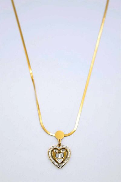 MBB ETİCARET Baget stone heart necklace - gold