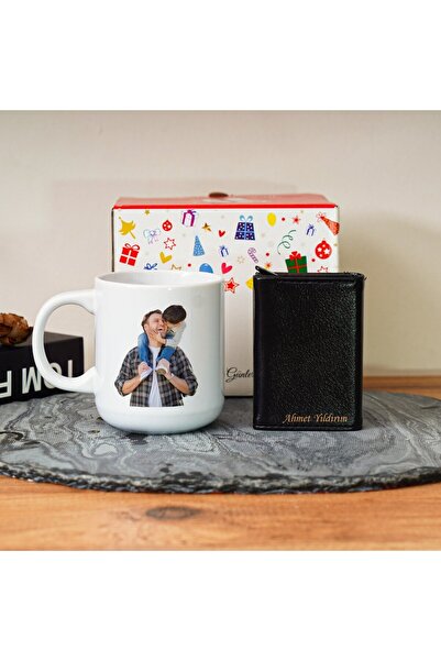 Sevilla Kişiye Özel Kupa Bardak Ve Deri Otomatik Cüzdan Seti Hediye Kutusunda