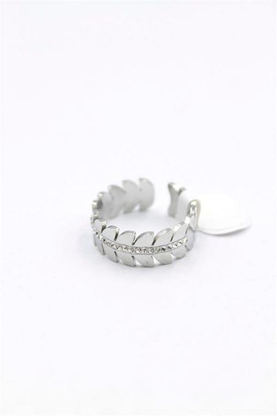 MBB ETİCARET 6-Piece Jewelled Leaf Ring - Silver