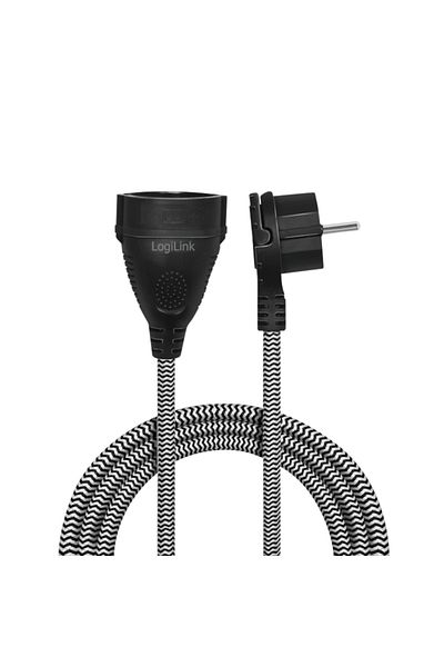LogiLink Prelungitor de alimentare LPS104, Textil, Ștecher plat, 1 priză, IP20, H05VV-F 3G 1.5 mm², Cablu