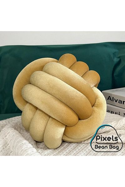 PixelsBeanBag 2 Pieces Soft Knotted Ball Pixel Bean Bag Pillow, Velvet Round Decorative Pillow for Home Decor