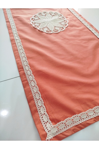 denizli hatırası Authentic Handmade Soft 100% Cotton Laced Runner 45X115 cm